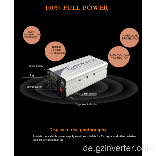 DC 1000W 12V 220 V reiner Sinuswellenrvers